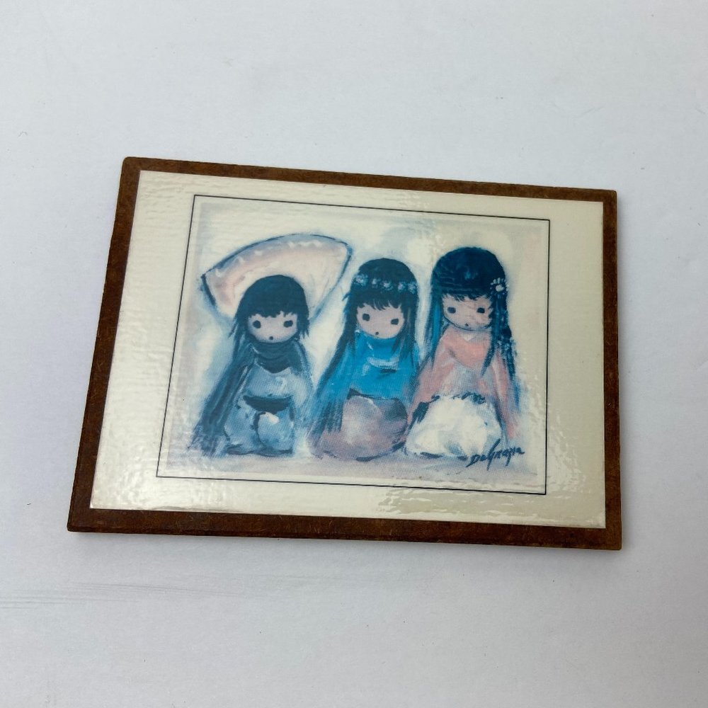 Vintage DeGrazia Print 3 Girls 3.5" x 5"